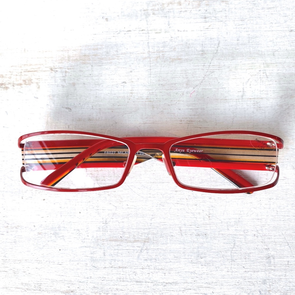 Red Men's Rectangular Metal Eyeglass Frames - image 7